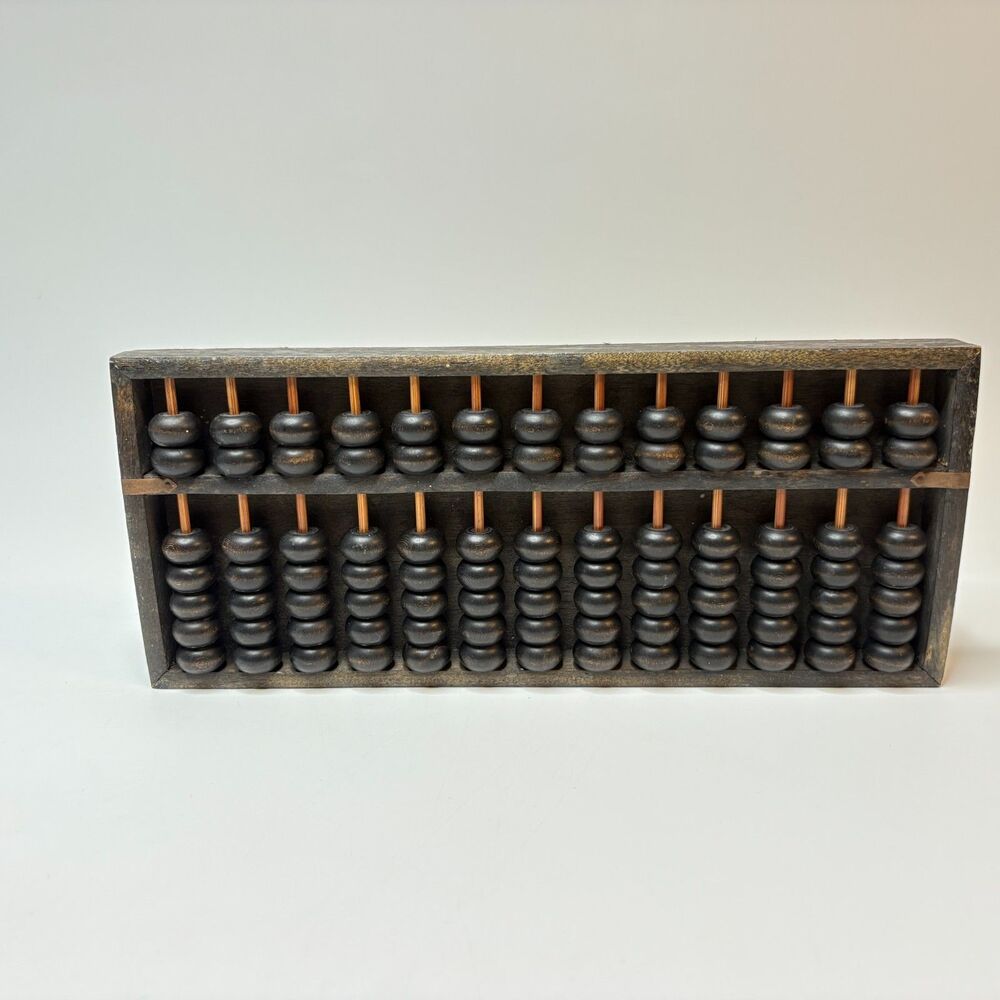 VINTAGE 13 Row Black Wooden Abacus Made In Japan